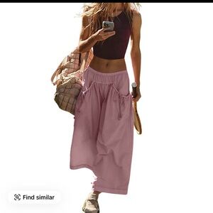 Tanming Women's Wide Leg Track Pants Spring Loose Fit, pink medium BNWT